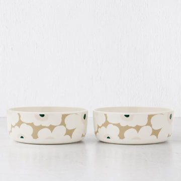 Marimekko  |  OIVA Unikko BOWL 1.5L Bundle x2   |  White + Beige + Sand + Green
