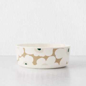 Marimekko  |  OIVA Unikko BOWL 1.5L   |  White + Beige + Sand + Green
