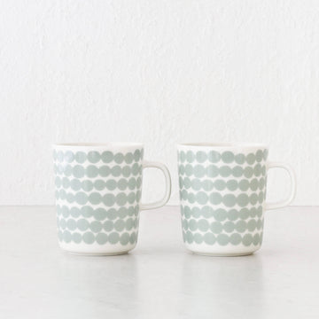 MARIMEKKO | OIVA RASYMATTO COFFEE MUG 2.5DL BUNDLE X2 | SAGE + OFF WHITE