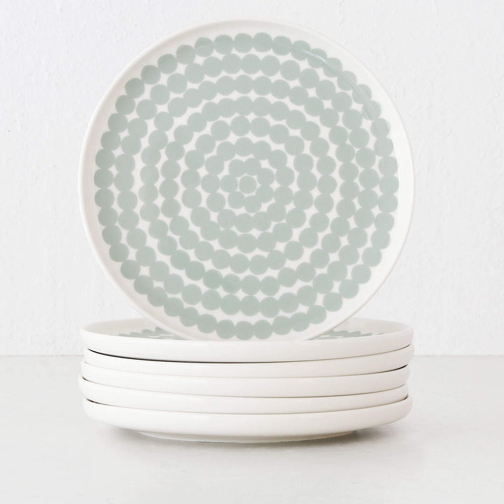 MARIMEKKO  |  OIVA SIIRTOLAPUUTAHRA PLATE 20CM BUNDLE X6 | SAGE + OFF WHITE