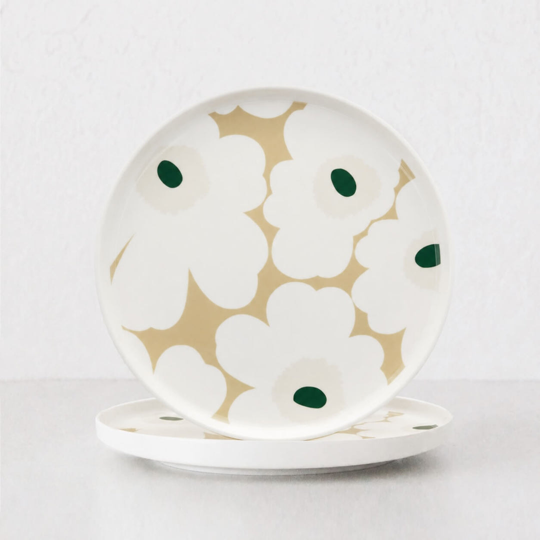 Marimekko  |  Oiva Unikko Plate 20cm Bundle x2 | White + Beige + Sand + Green