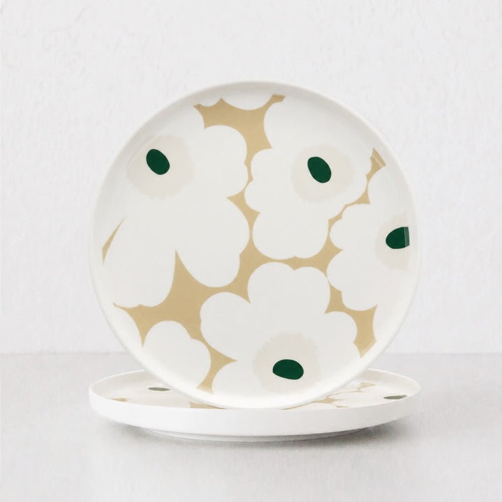 Marimekko  |  Oiva Unikko Plate 20cm Bundle x2 | White + Beige + Sand + Green