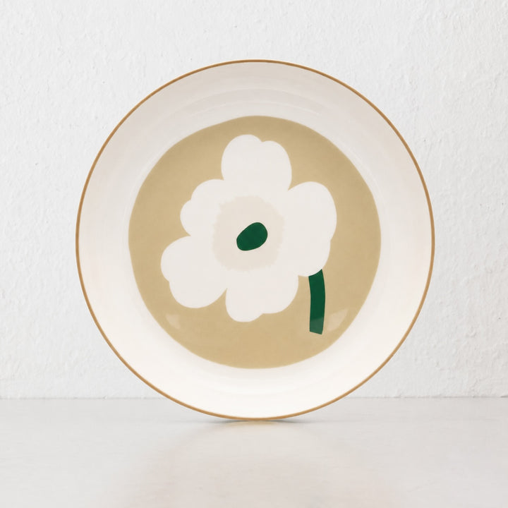 Marimekko  |  Unikko Oiva Deep Plate 20.5cm  |  White + Beige + Sand + Green