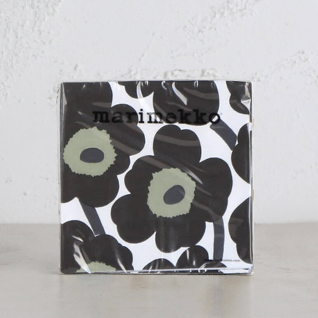 MARIMEKKO  |  UNIKKO PAPER NAPKINS  |  BLACK + WHITE + OLIVE