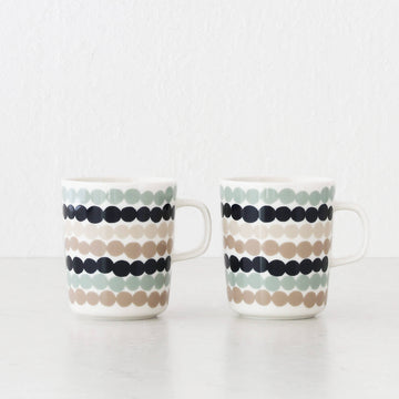 MARIMEKKO  |  OIVA RASYMATTO COFFEE MUG  2.5DL BUNDLE X2 | SAGE + DEEP NAVY + BEIGE