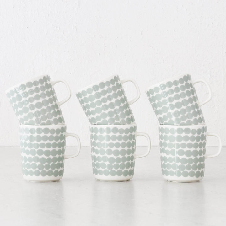 MARIMEKKO  |  OIVA RASYMATTO COFFEE MUG  2.5DL BUNDLE X6 | SAGE + OF WHITE