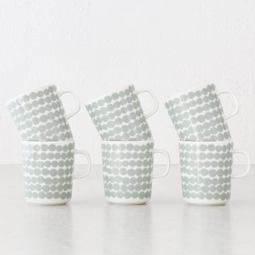 MARIMEKKO  |  OIVA RASYMATTO COFFEE MUG  2.5DL BUNDLE X6 | SAGE + OF WHITE