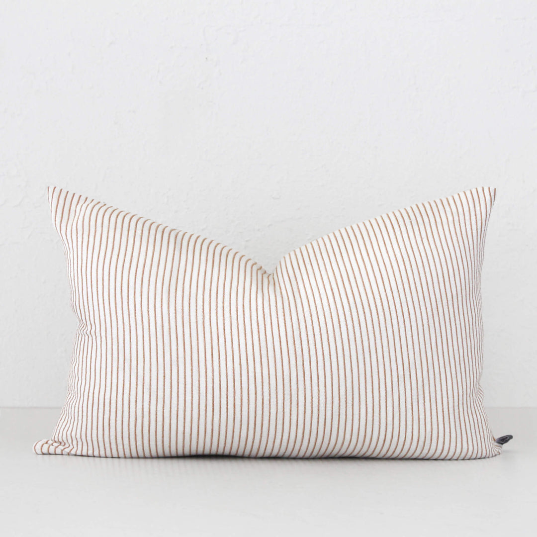 MARINA STRIPE CUSHION  |  OFF WHITE + NUTMEG  | 40X60