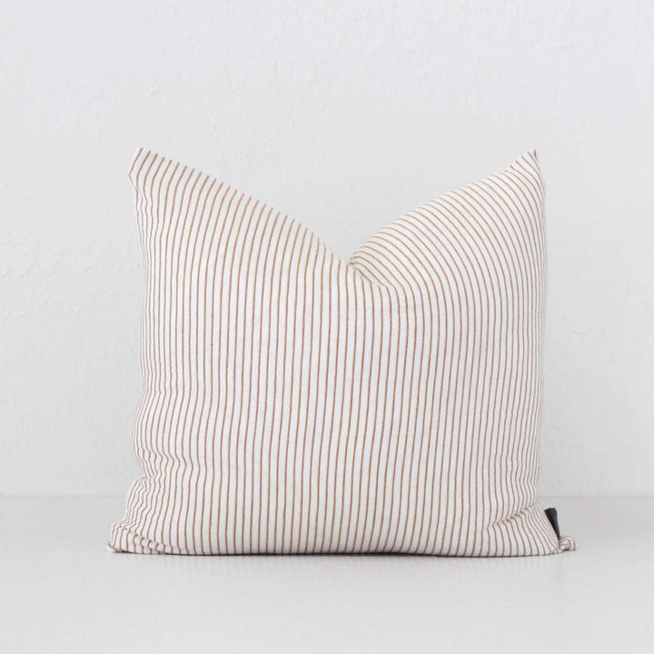 MARINA STRIPE CUSHION  |  OFF WHITE + NUTMEG  | 50X50