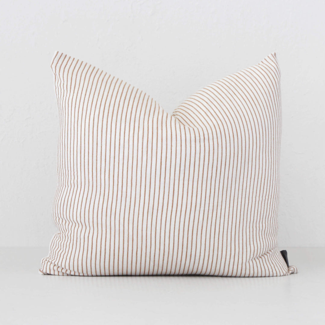 MARINA STRIPE CUSHION BUNDLE X2  |  60 x 60  |  NUTMEG + OFF WHITE