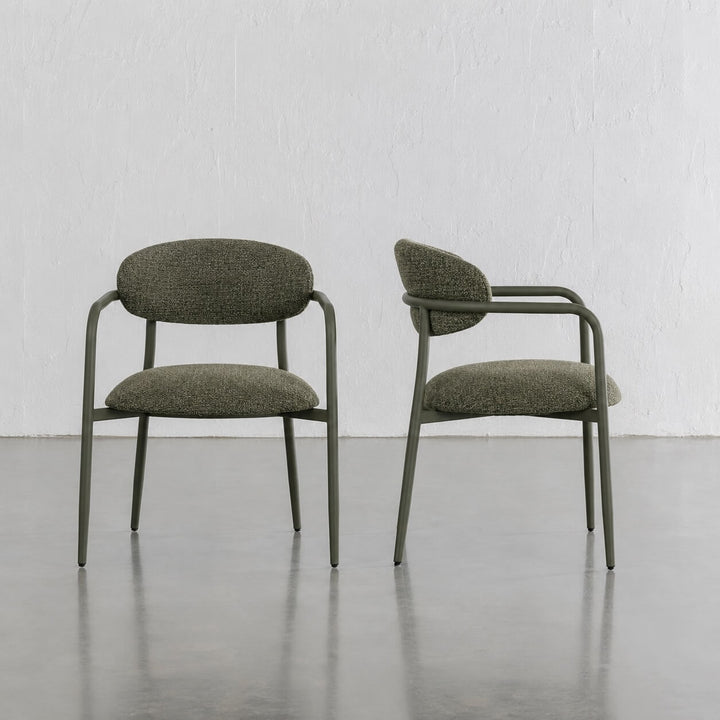 MAUBEC FABRIC DINING CHAIR  |  BANKSIA LEAF GREEN + GREEN FRAME