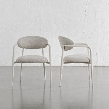 MAUBEC FABRIC DINING CHAIR  |  FLAX ROYALE + WHITE FRAME