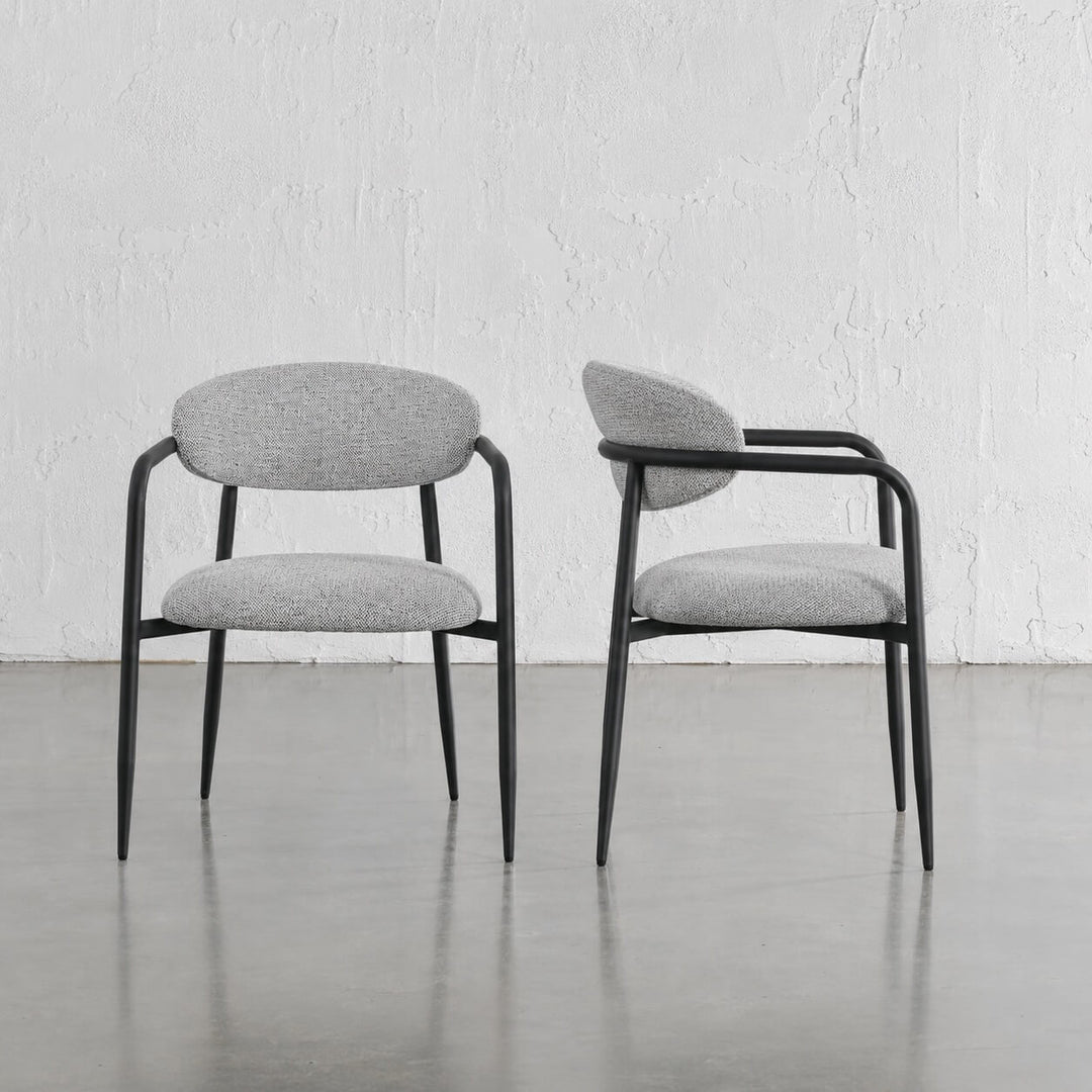 MAUBEC FABRIC DINING CHAIR  |  FOG HAZE + BLACK FRAME