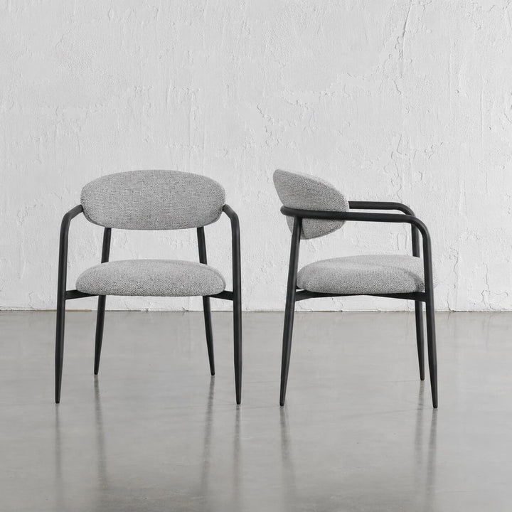 MAUBEC FABRIC DINING CHAIR  |  FOG HAZE + BLACK FRAME