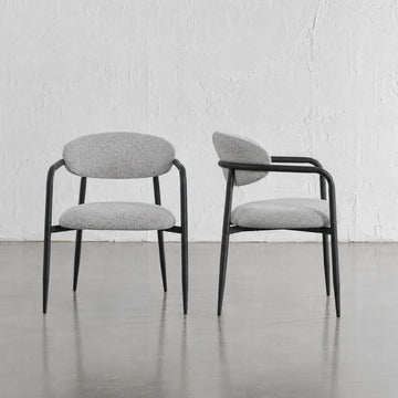 MAUBEC FABRIC DINING CHAIR  |  FOG HAZE + BLACK FRAME