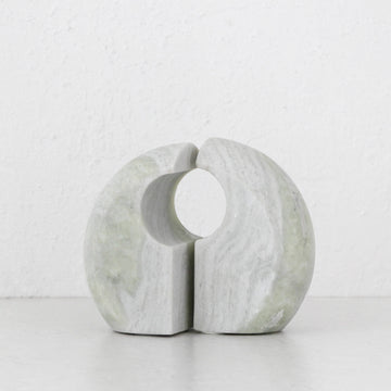GALLIFA CURVED MARBLE BOOKENDS | SET OF 2 | GREEN MARBLE