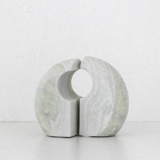 GALLIFA CURVED MARBLE BOOKENDS | SET OF 4 | GREEN MARBLE