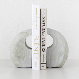 GALLIFA CURVED MARBLE BOOKENDS | SET OF 2 | GREEN MARBLE