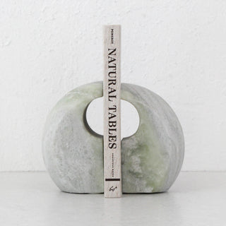 GALLIFA CURVED MARBLE BOOKENDS | SET OF 4 | GREEN MARBLE