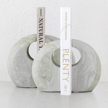 GALLIFA CURVED MARBLE BOOKENDS | SET OF 4 | GREEN MARBLE