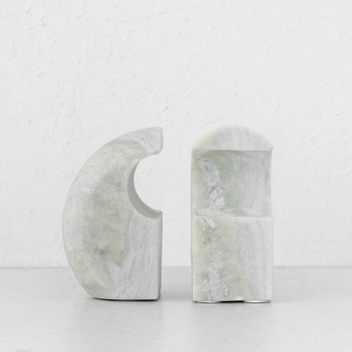 MINERAL BOOKENDS  |  SET OF 2  |  GREEN MARBLE