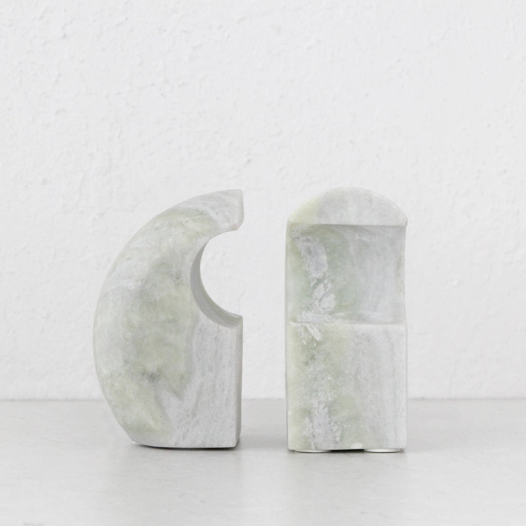 MINERAL BOOKENDS  |  SET OF 4  |  GREEN MARBLE