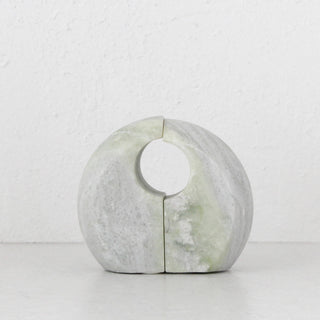 GALLIFA CURVED MARBLE BOOKENDS | SET OF 4 | GREEN MARBLE