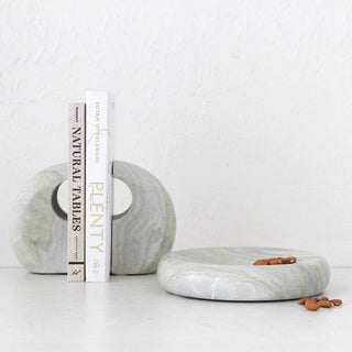 GALLIFA CURVED MARBLE BOOKENDS | SET OF 4 | GREEN MARBLE