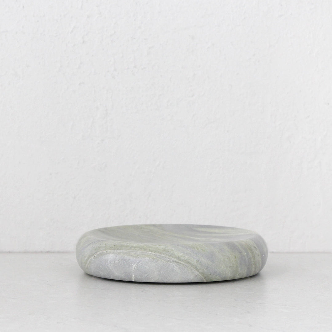 MINERAL SOLID MARBLE CONCAVE DISH 24CM |  GREEN MARBLE