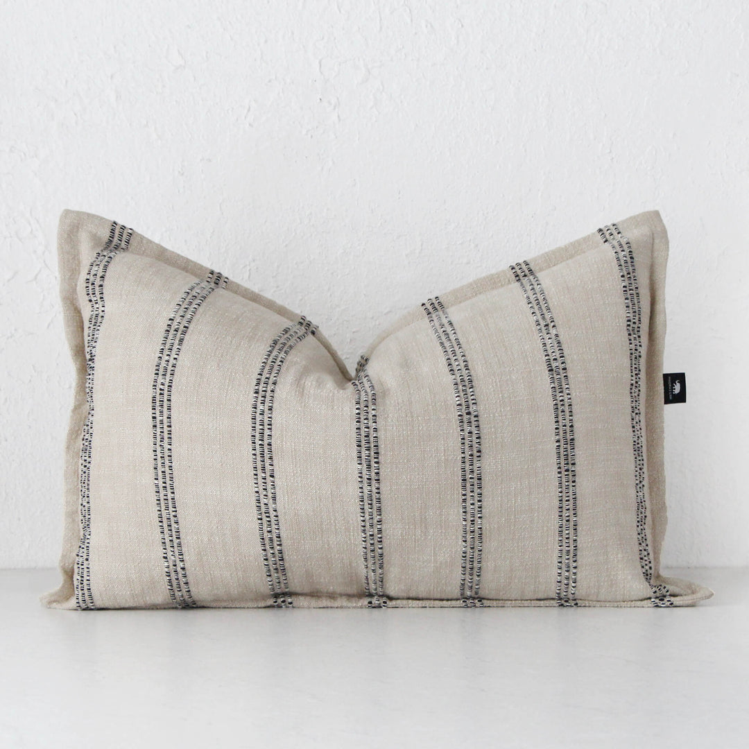 MUNRO CUSHION  |  SAND + BLACK STRIPE  |  40X60