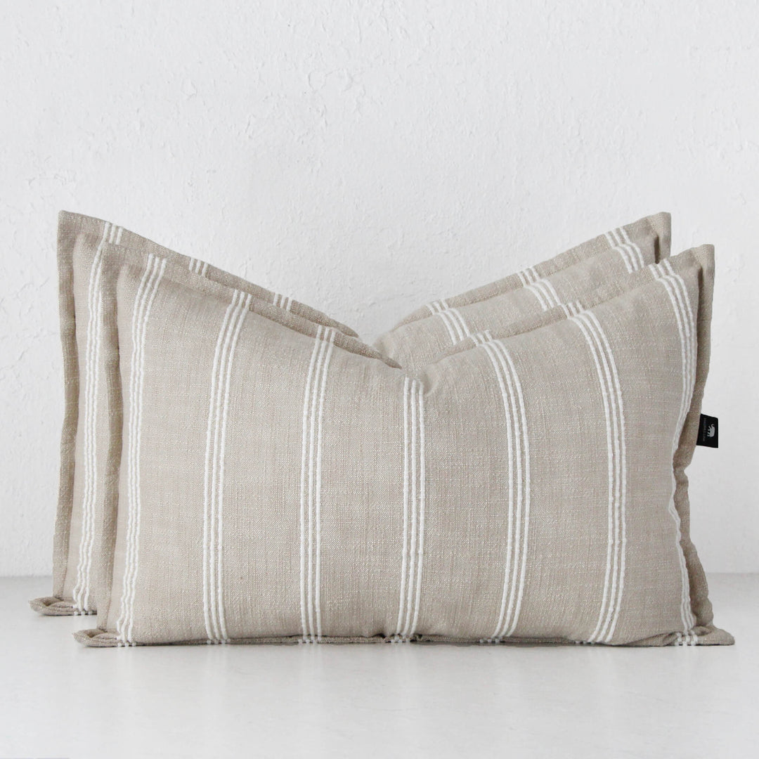 MUNRO CUSHION BUNDLE X2 | 40 X 60 | SAND + WHITE STRIPE