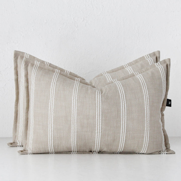 MUNRO CUSHION BUNDLE X2 | 40 X 60 | SAND + WHITE STRIPE