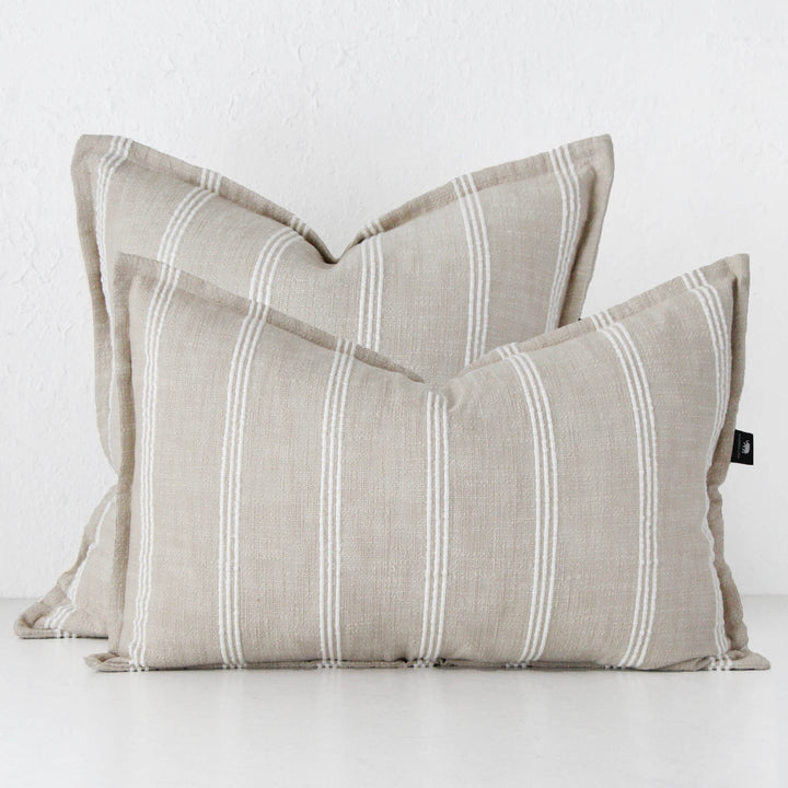 MUNRO CUSHION  |  SAND + WHITE STRIPE  |  50X50 + 40X60