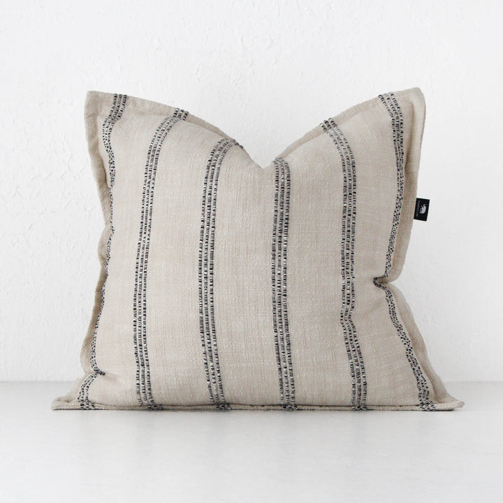 MUNRO CUSHION  |  SAND + BLACK STRIPE  | 50X50