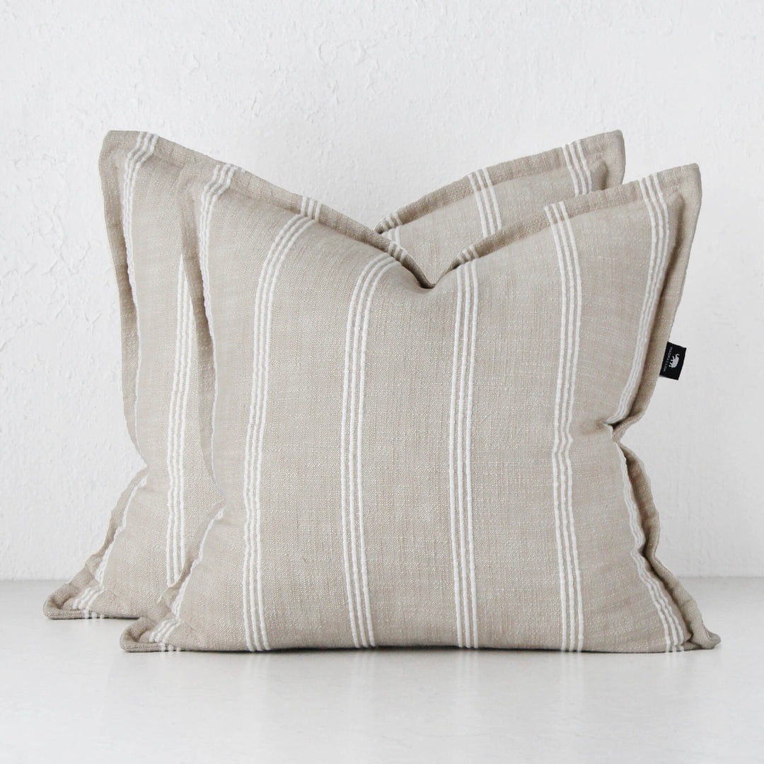 MUNRO CUSHION BUNDLE X2 | 50 X 50 | SAND + WHITE STRIPE