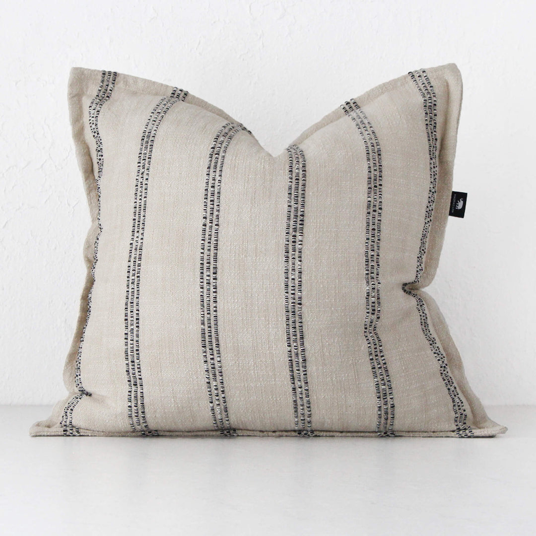 MUNRO CUSHION  |  SAND + BLACK STRIPE  |  60X60