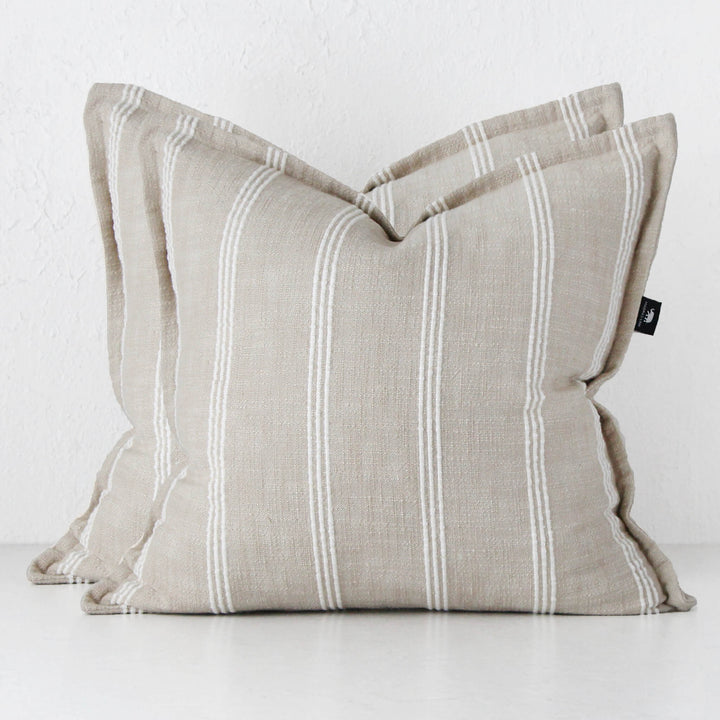 MUNRO CUSHION BUNDLE X2 | 60 X 60 | SAND + WHITE STRIPE