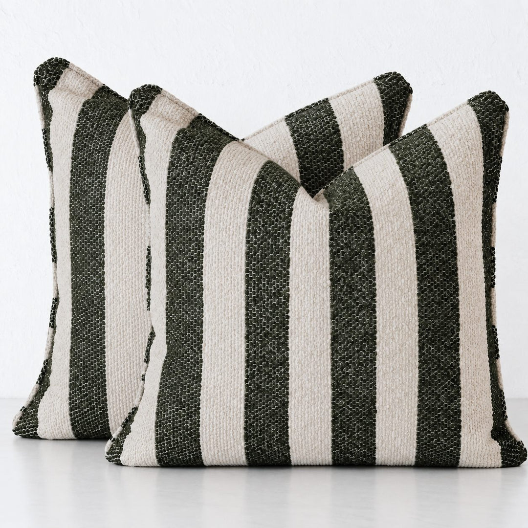 NAPOLI CUSHION BUNDLE X2  |  60X60  |  BLADE OLIVE + NATURAL STRIPE