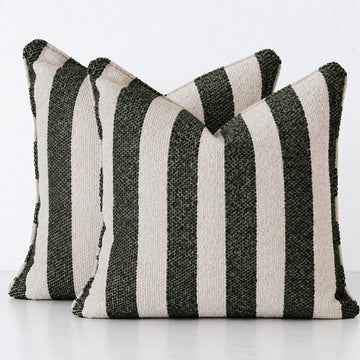NAPOLI CUSHION BUNDLE X2  |  60X60  |  BLADE OLIVE + NATURAL STRIPE