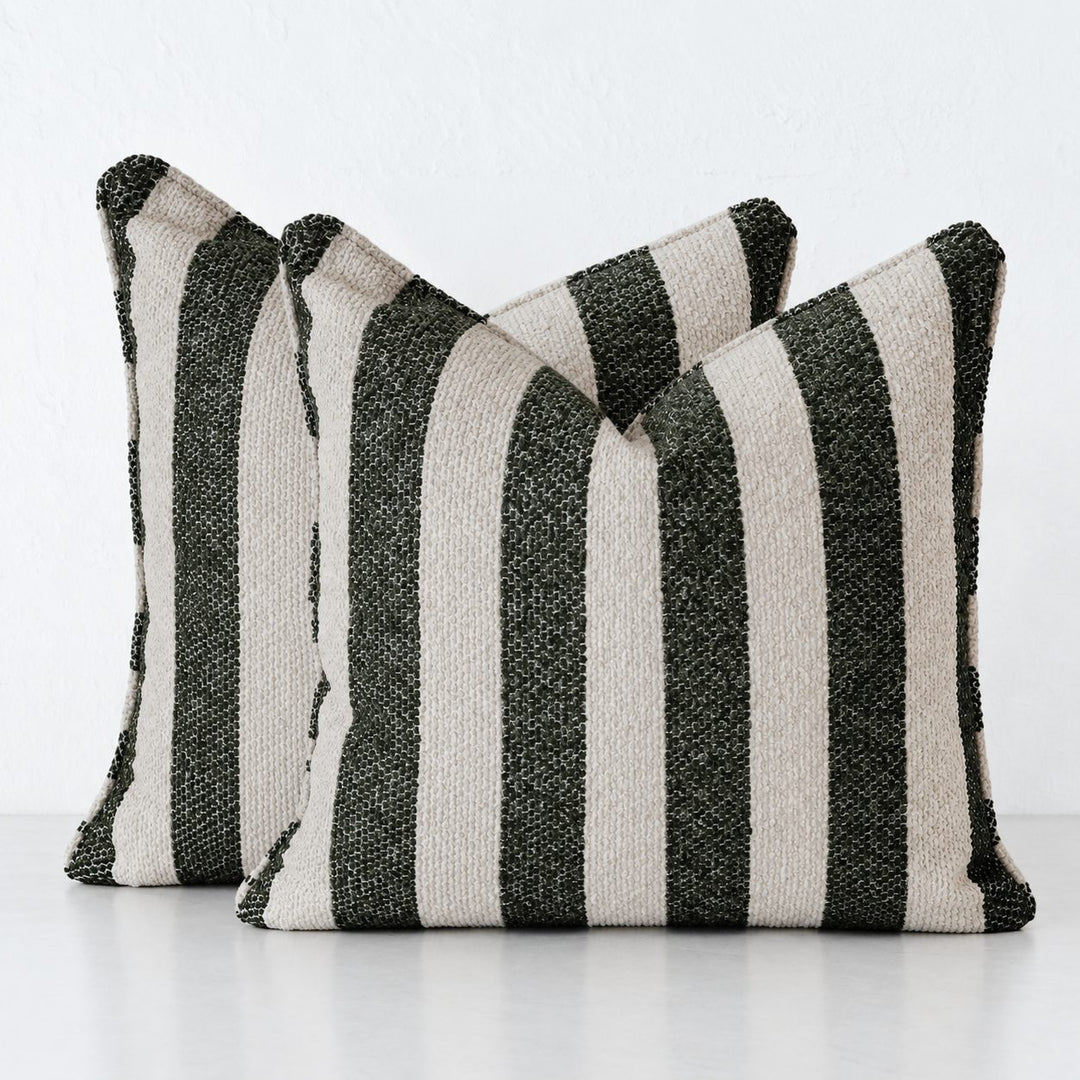 NAPOLI CUSHION BUNDLE X2  |  50X50  |  BLADE OLIVE + NATURAL STRIPE