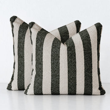 NAPOLI CUSHION BUNDLE X2  |  50X50  |  BLADE OLIVE + NATURAL STRIPE