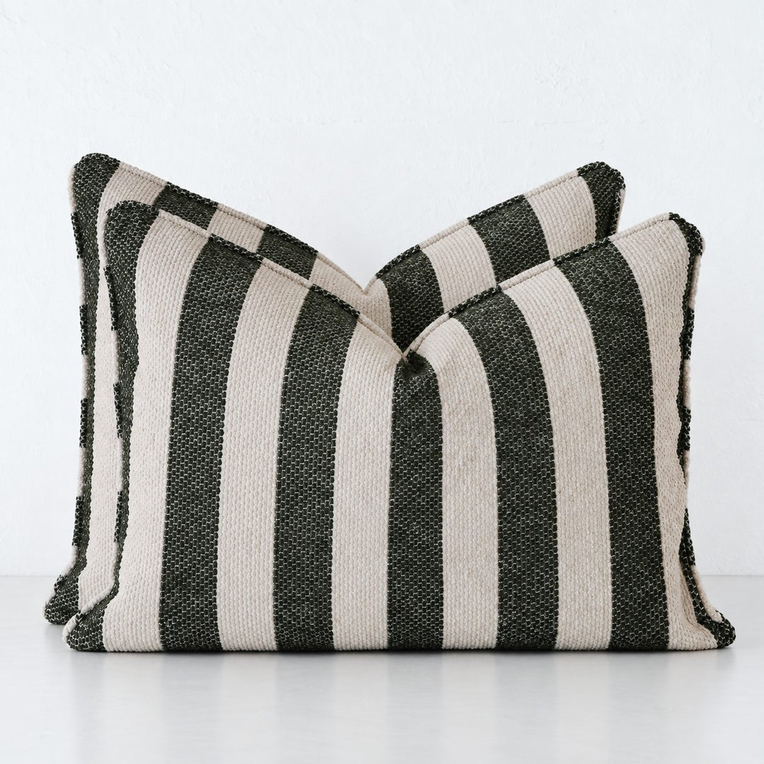 NAPOLI CUSHION BUNDLE X2  |  40X60  |  BLADE OLIVE + NATURAL STRIPE