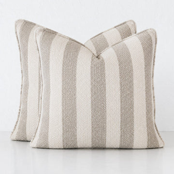 NAPOLI CUSHION BUNDLE X2  |  60X60  |  PEBBLE BEIGE + BONE STRIPE