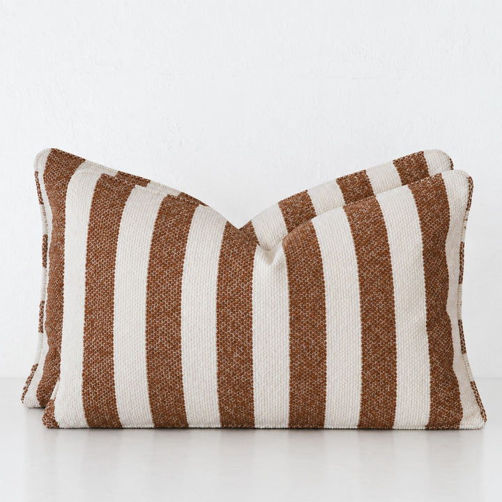 NAPOLI CUSHION BUNDLE X2  |  40X60  |  BURNT CARAMEL + BONE STRIPE