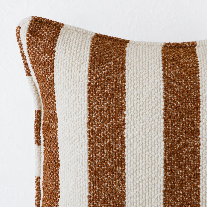 NAPOLI CUSHION  |  BURNT CARAMEL + BONE STRIPE  |  40X60 | 50X50 | 60X60