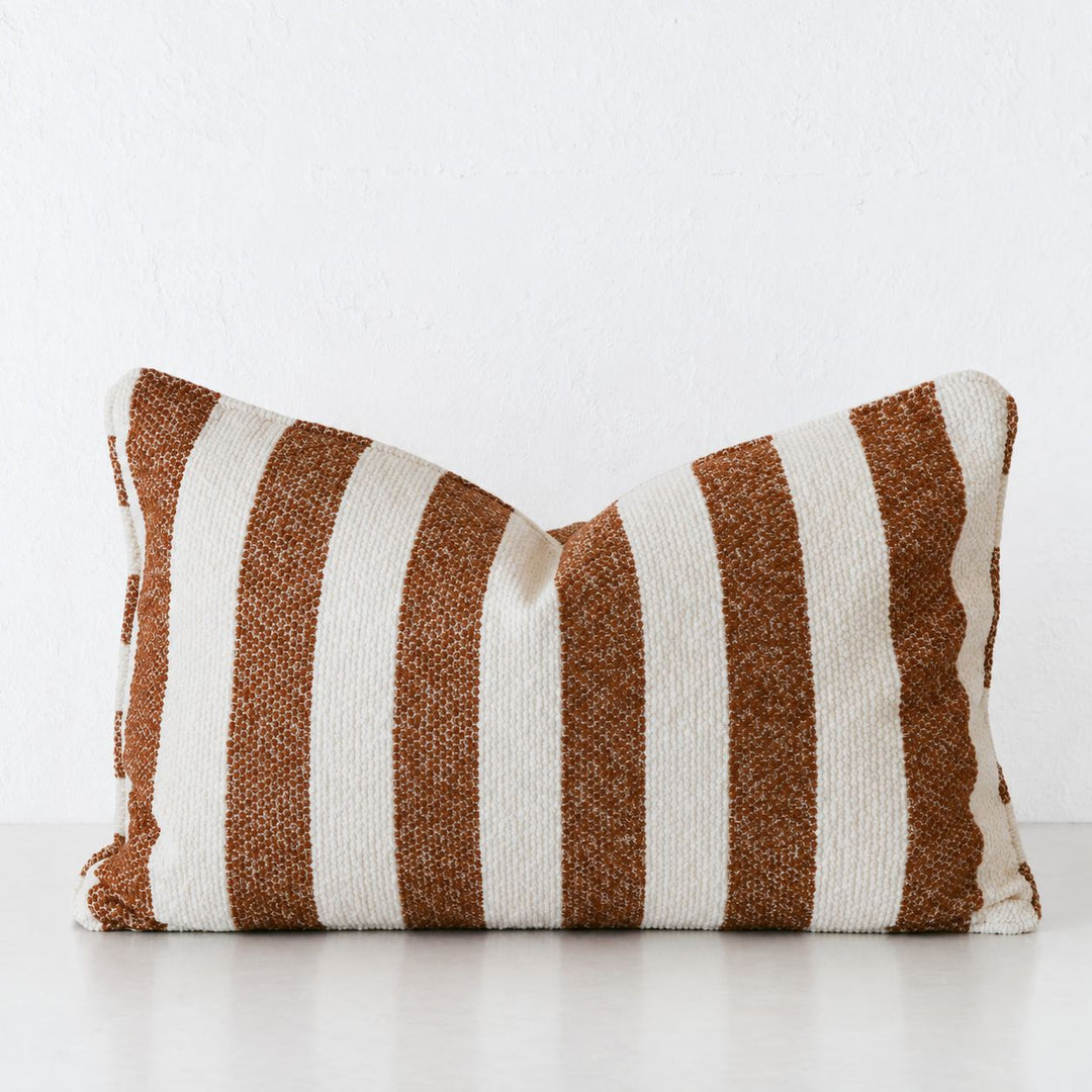 NAPOLI CUSHION  |  BURNT CARAMEL + BONE STRIPE  |  40X60 | 50X50 | 60X60