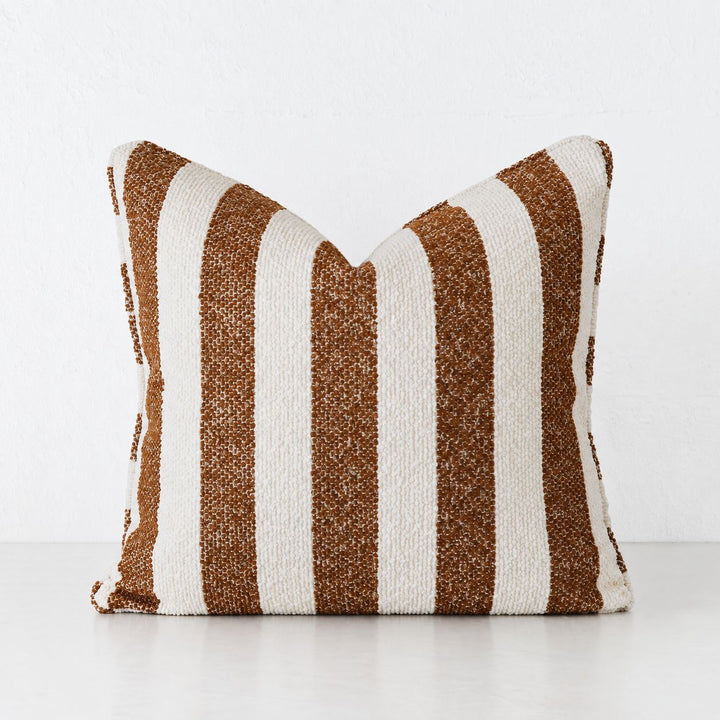 NAPOLI CUSHION  |  BURNT CARAMEL + BONE STRIPE  |  40X60 | 50X50 | 60X60