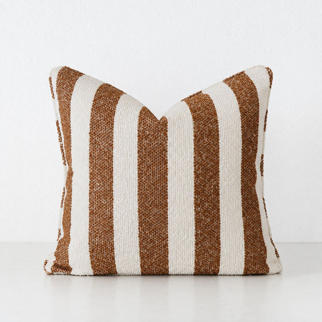 NAPOLI CUSHION  |  BURNT CARAMEL + BONE STRIPE  |  40X60 | 50X50 | 60X60