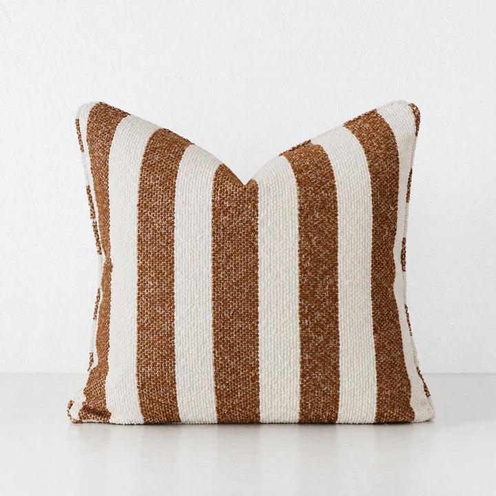 NAPOLI CUSHION  |  BURNT CARAMEL + BONE STRIPE  |  40X60 | 50X50 | 60X60