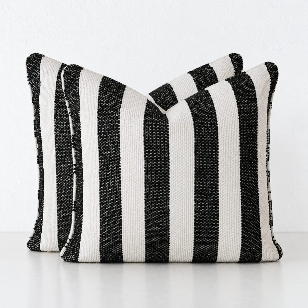 NAPOLI CUSHION BUNDLE X2  |  50X50  |  CARBON NOIR + BONE STRIPE